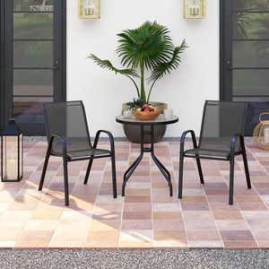 3 Pcs Patio Bistro Set - Black by Costway