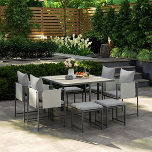Outsunny 9 Piece Cube Garden Dining Set with Cushions - Grey by Outsunny