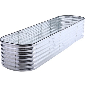 Silver Galvanized Steel Oval Raised Garden Bed by Livingandhome