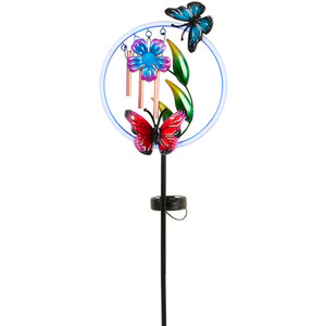 Solar Neon Windchime Stake Light - Pink