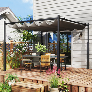 Outsunny 3 x 3(m) Outdoor Pergola with Retractable Roof - Grey by Outsunny