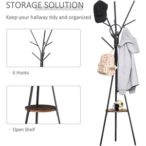 HOMCOM 180cm Free Standing Coat Rack - Brown by HOMCOM