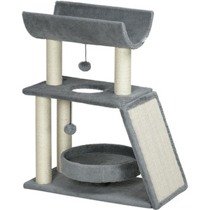 PawHut Cat Tree Tower with Scratching Posts, Pad, Bed, Perch, Toy Ball by PawHut