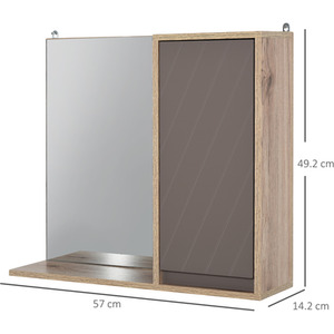 HOMCOM Wall Mounting Bathroom Cabinet Mirror - Grey & Oak Brown by HOMCOM