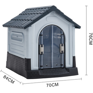 Waterproof Plastic Dog house with Skylight and Air Vents - Black Grey / 84cm by Livingandhome