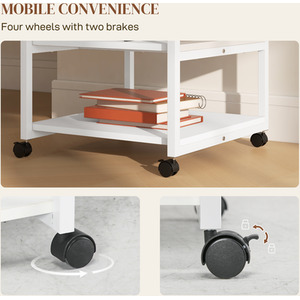 HOMCOM 3-Tier Printer Stand with Storage and Wheels by HOMCOM