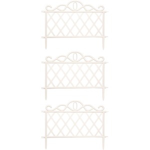 3 Pack Of Plastic White Garden Border Lawn Patio Flower Bed Fences - Cream by Samuel Alexander