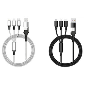 Type-C Transmission Three-in-Two Braided Charging Cable - Black