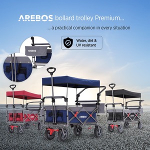Handcart Premium Foldable with Roof - Transport Trolley - Blue by AREBOS