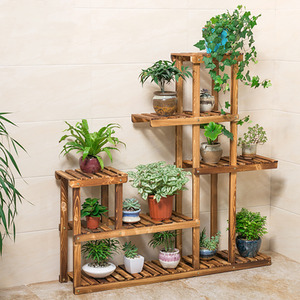 5-Tiered Wooden Plant Stand - Brown by Livingandhome