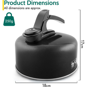 Lightweight Whistling Camping Kettle - Black / 18cm by Trail