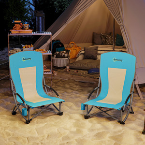 Outsunny Set of 2 Folding Beach Chair with Carry Bag - Blue by Outsunny