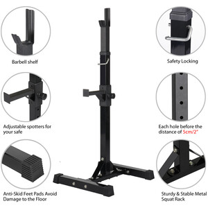 Solid Steel Adjustable Squat Rack for Home Gym - Black by Yaheetech