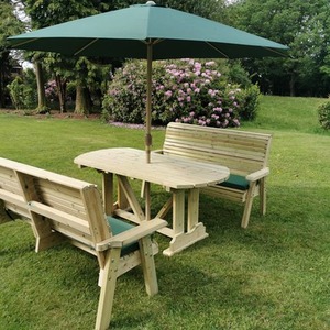 Ergo 6 Seat Table Set 3XB - wood by Churnet Valley Gerden Furniture