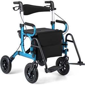 2-in-1 Foldable Rolling Walker Wheelchair Combo by Costway