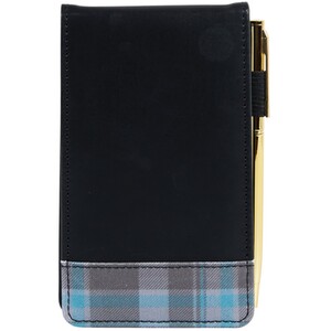 Tartan Flip Notebook with Pen - Black