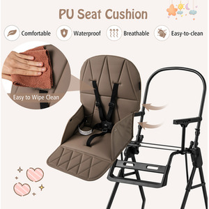 Foldable High Chair Compact Highchair - Brown by Costway