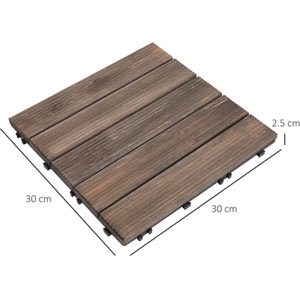 Outsunny Solid Wood Interlocking Decking Tiles - Black by Outsunny