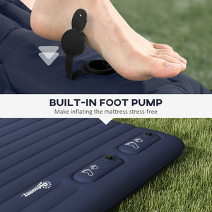 Outsunny Double Air Bed Inflatable Mattress with Foot Pumps - Blue by Outsunny