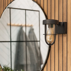 Fanar Industrial Black Bathroom Wall Light - Black by ValueLights
