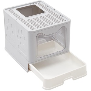 Foldable Cat Litter Box - Grey by Livingandhome