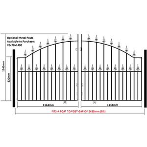 Saxon Arched Spear Top Double Metal Driveway Gate by Burbage Iron Craft