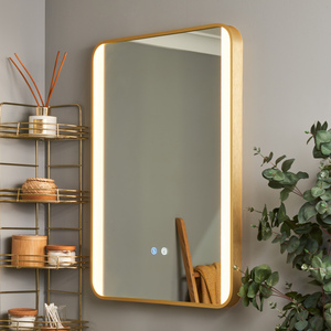 Aiga Bathroom LED CCT Mirror with Motion Sensor and Demist - Satin Brass by Litecraft