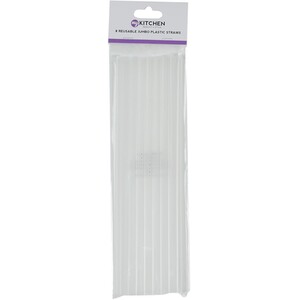 Pack of 8 Reusable Jumbo Plastic Straws - Clear