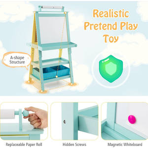 Children's Double-Sided Art Easel with Paper Roll by Costway