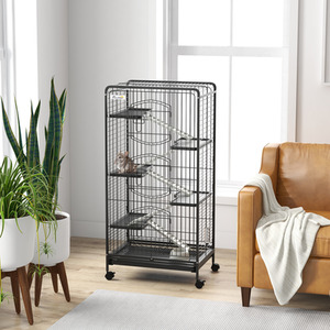 PawHut 6-Level Removable Small Animal Cage, 131cm - Black - Black by PawHut