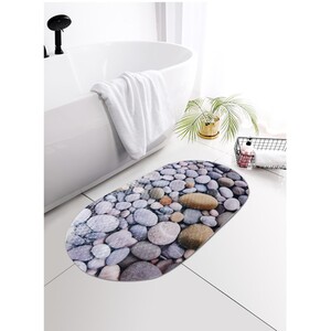 Pebbles PVC Bath Mat - Grey