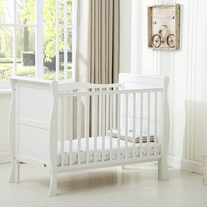 Savannah Sleigh Wooden Baby Cot Bed with Mattress - White by Mcc Direct