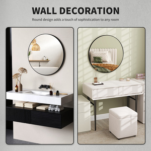 HOMCOM Round Bathroom Wall Mirror for Home Bedroom Washroom - Black by HOMCOM