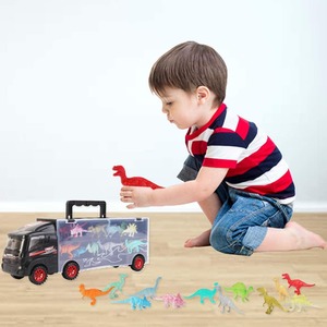 Dinosaur Toys Car 12 Pcs Transport Carrier Truck Toys Set - neutral