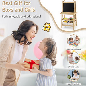 Children's Double-Sided Art Easel with Paper Roll by Costway
