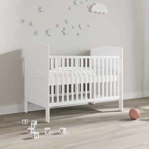 Phoebe Mini Cot Bed White with Mattress - White by Viculii