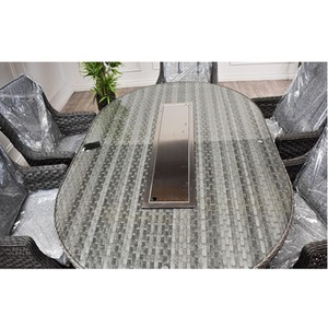 Rattan Garden Set Oval Gas Firepit - Grey by S&S Garden Furniture