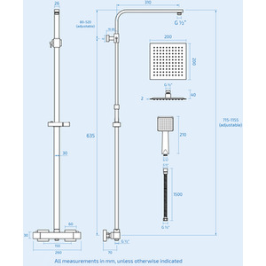 Nes Home Square Exposed Thermostatic Easy Fitting Mixer Shower Set by Nes Home