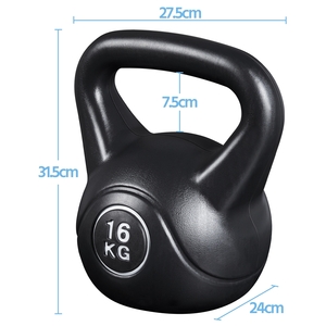Training Kettlebell for Home Gym Fitness - Black / 16kg by Yaheetech