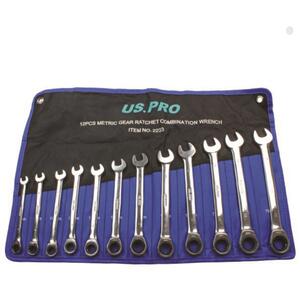 US PRO 12pc Metric Gear Ratchet Combination Spanner Wrench Set 8-19mm 2233 - Silver by US PRO