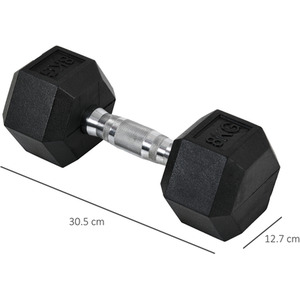 HOMCOM Hex Dumbbell Rubber Weights Sets - Black-2x8kg / 16.2kg by HOMCOM