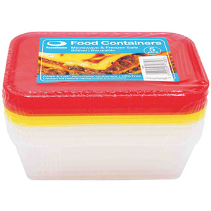 Pack of 5 Containers with Lids - Coloured by Round House