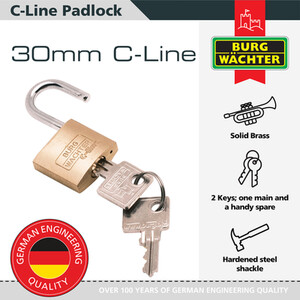 C Line Brass Padlock - Brass / 30mm by Burg-Wachter