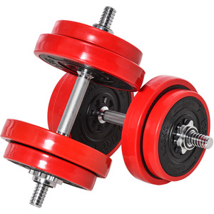 HOMCOM Adjustable 20KG Barbell and Dumbbell Set - Red and Black by HOMCOM