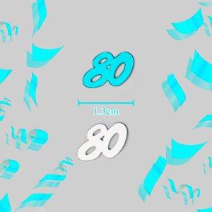 80th Birthday Confetti - Blue & Silver by Shatchi
