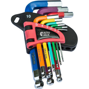 Autojack Mini Ball End Allen Hex Key Set 9Pc Multi Coloured Tools - Multi Coloured by Autojack