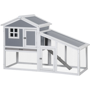 PawHut Small Animal Hutch Pet Cage with Run - Grey by PawHut