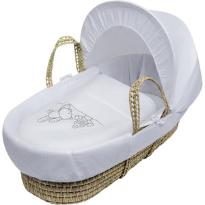 White Teddy Wash Day Moses Basket with White Rocking Stand - White by Kinder Valley