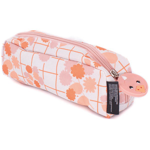 Pomelos the Ostrich 1-Zip Animal Face Pencil Case - Purple by Les Deglingos