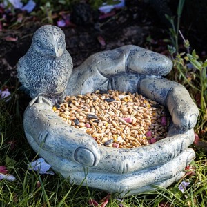 Open Hands Bird Feeder - Grey by Garden Mile